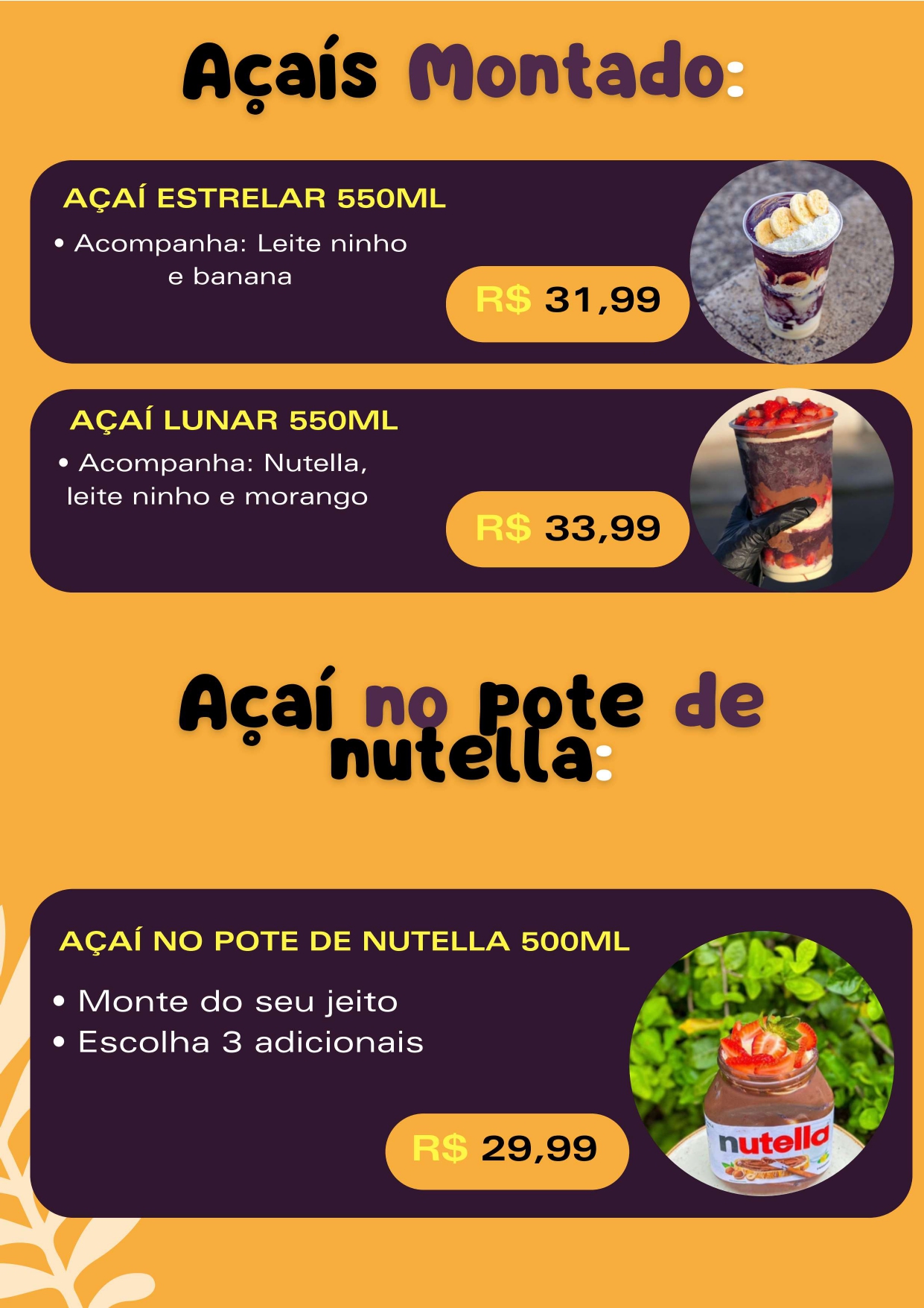 Açaí no Pote de Nutella