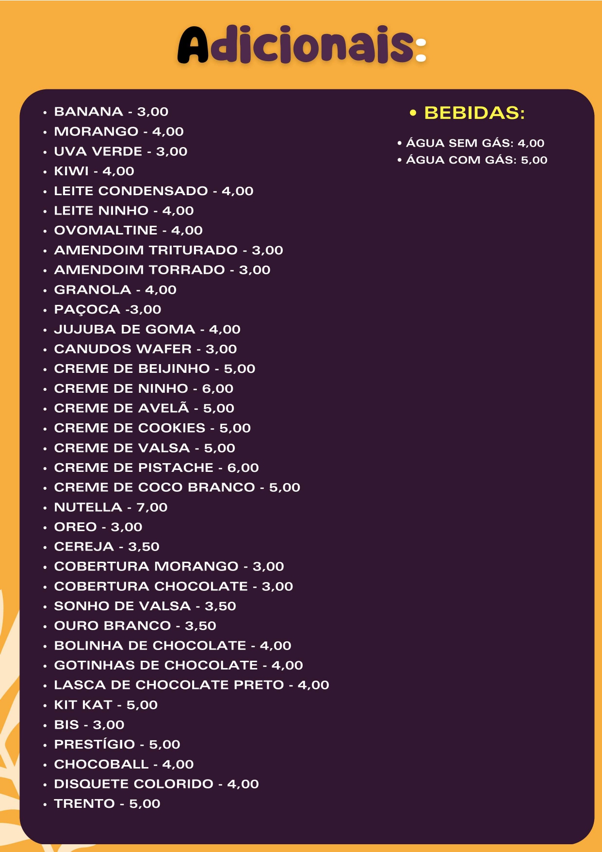 Adicionais & Bebidas