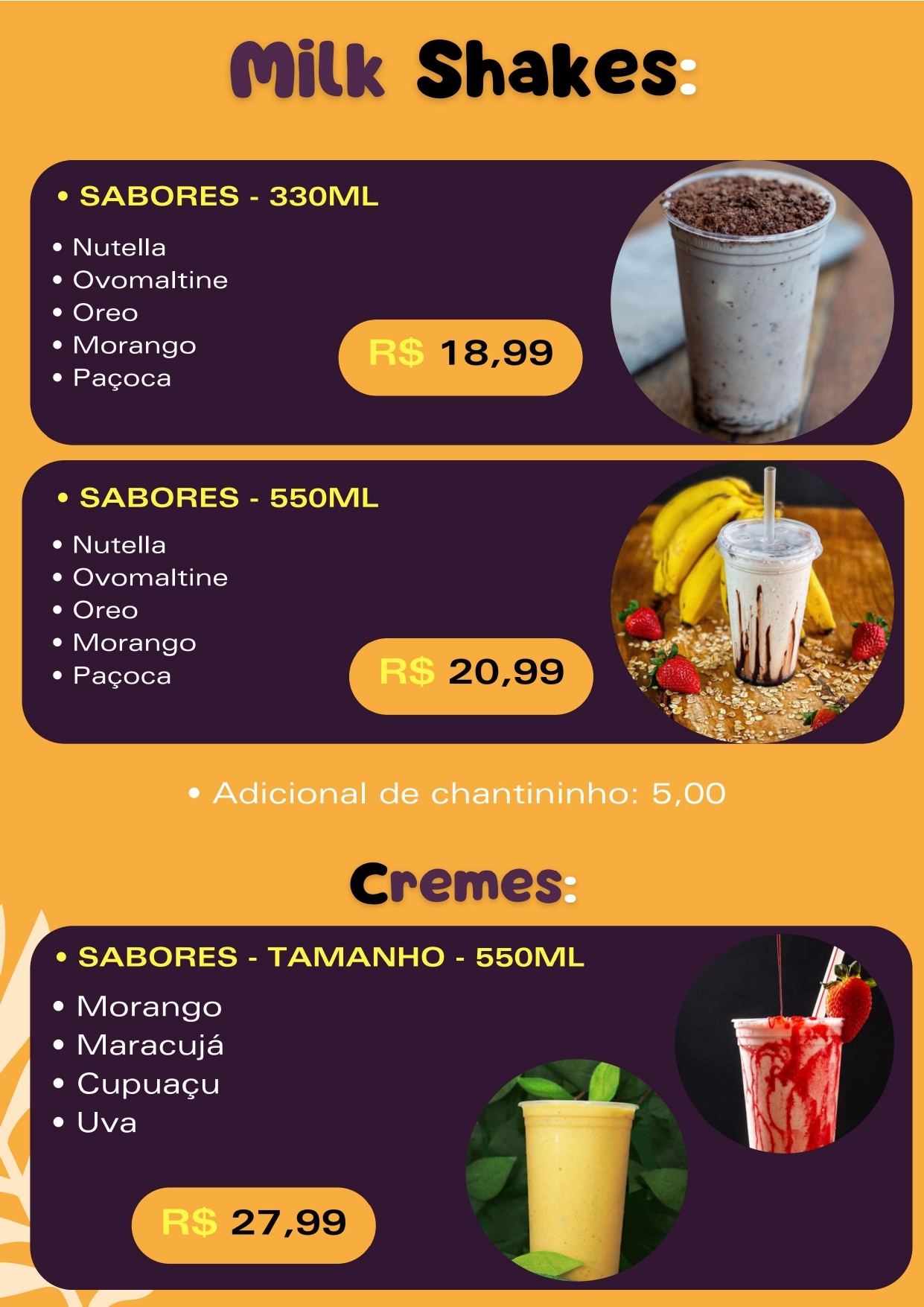 Milk Shakes & Cremes
